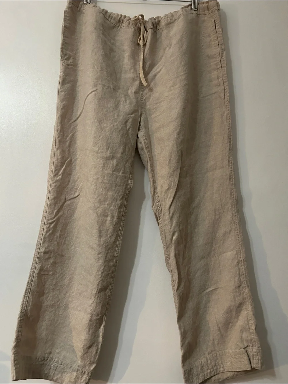 Island Importer Riviera Pant Casual Wide-Leg Linen Drawstring Pants Beach Size L